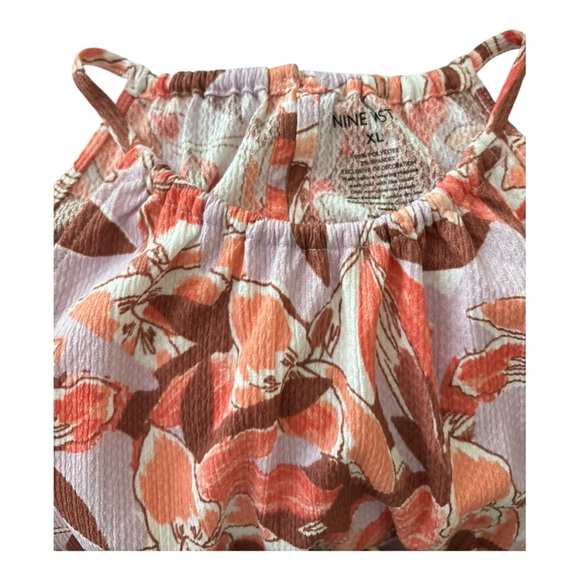 NINE WEST top, halter style, size XL, peach, cream and orange, spaghetti straps. - Picture 5 of 5